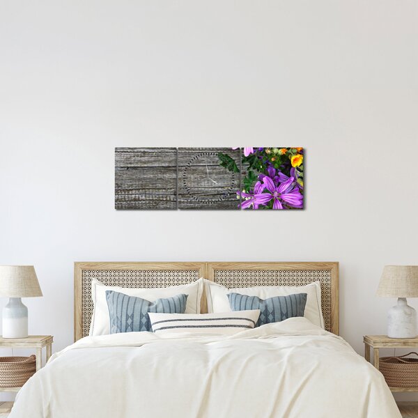 Slika - livadsko cvijeće (sa satom) (90x30 cm)