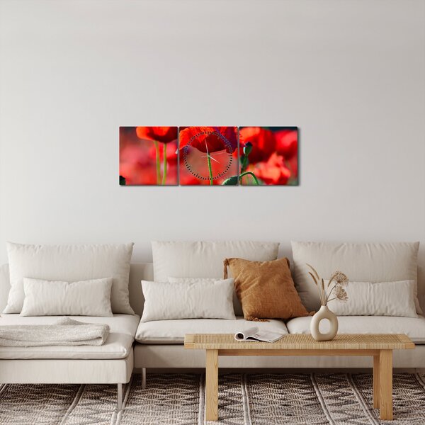 Slika - makovi (sa satom) (90x30 cm)