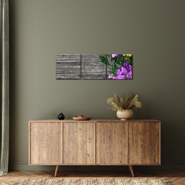 Slika - livadsko cvijeće (sa satom) (90x30 cm)