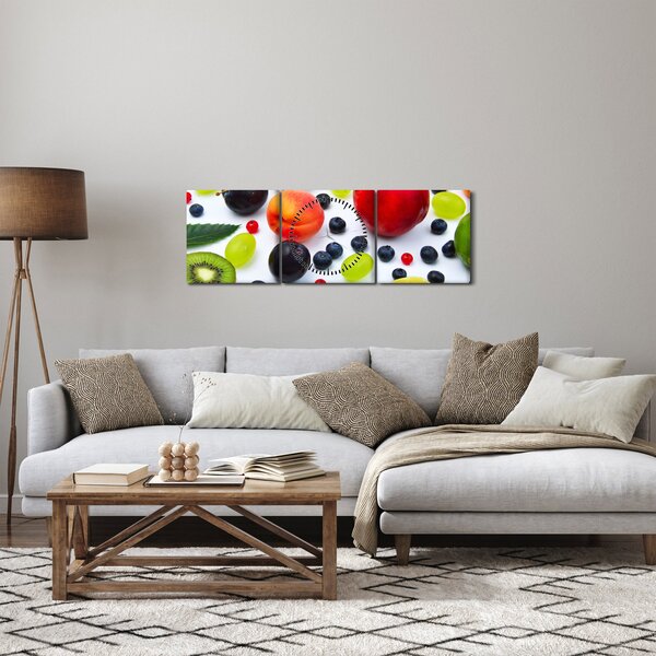 Slika voća s kapima vode (sa satom) (90x30 cm)
