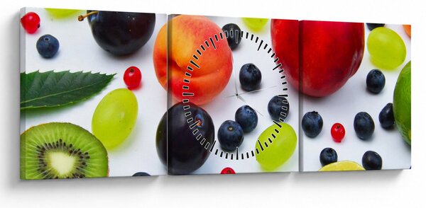 Slika voća s kapima vode (sa satom) (90x30 cm)