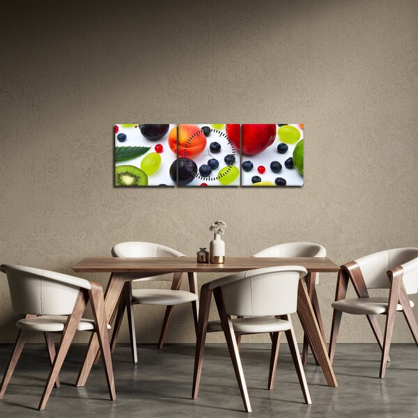 Slika voća s kapima vode (sa satom) (90x30 cm)