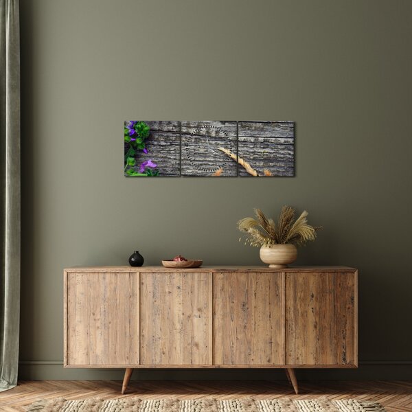 Slika - livadsko cvijeće (sa satom) (90x30 cm)