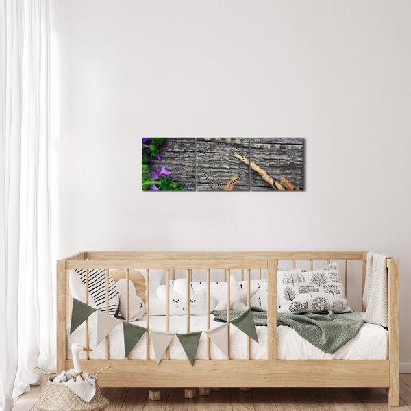 Slika - livadsko cvijeće (sa satom) (90x30 cm)