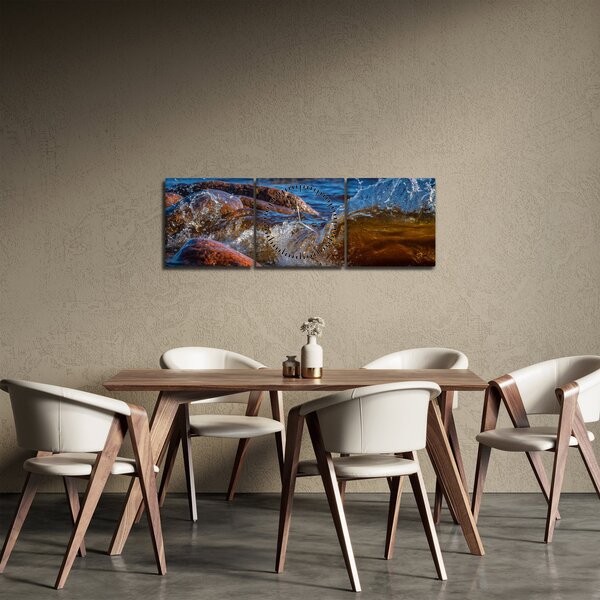 Detaljna slika - voda između kamenja (sa satom) (90x30 cm)