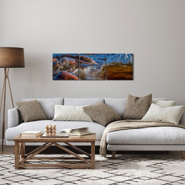 Detaljna slika - voda između kamenja (sa satom) (90x30 cm)