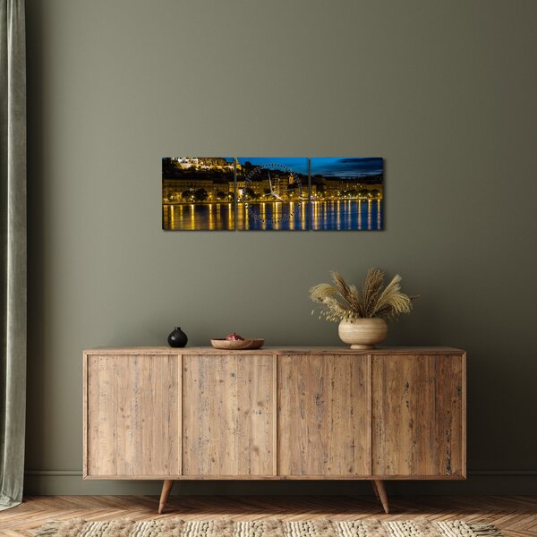 Slika noćnog grada (sa satom) (90x30 cm)