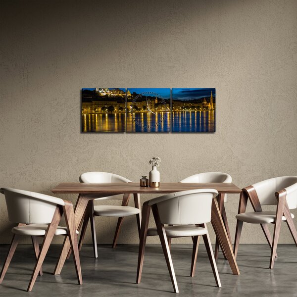 Slika noćnog grada (sa satom) (90x30 cm)
