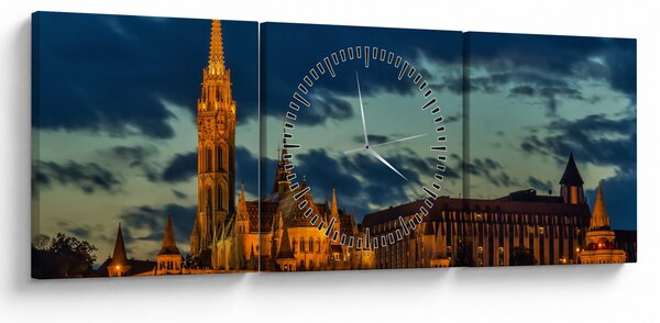 Slika osvijetljene građevine (sa satom) (90x30 cm)