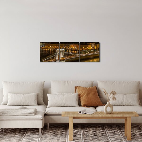 Slika noćnog grada (sa satom) (90x30 cm)