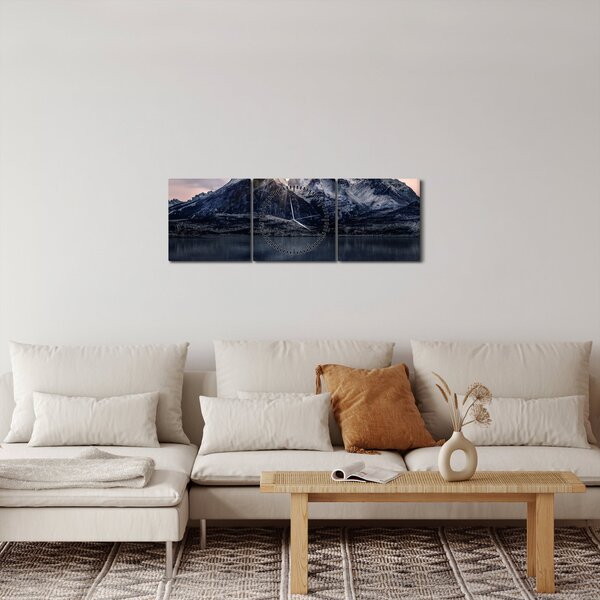 Slika jezera s planinom (sa satom) (90x30 cm)
