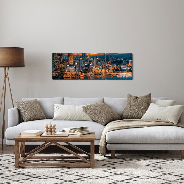 Slika noćnog grada (sa satom) (90x30 cm)
