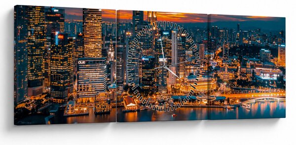Slika noćnog grada (sa satom) (90x30 cm)