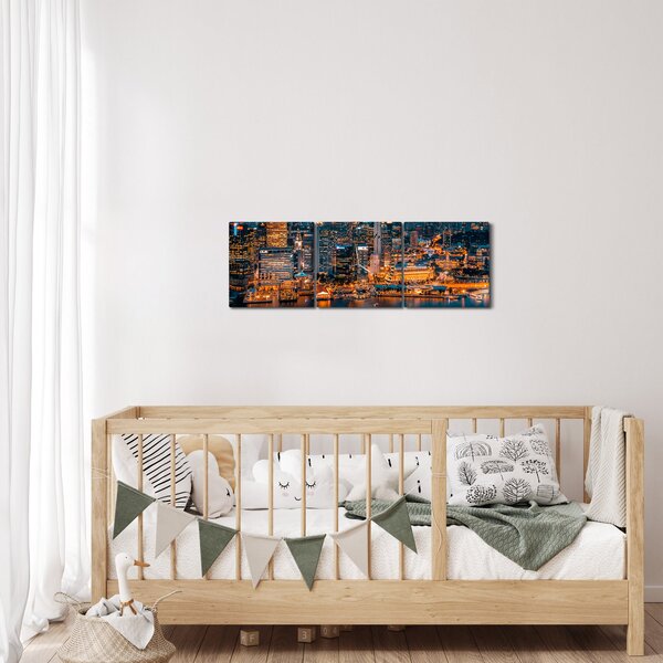 Slika noćnog grada (sa satom) (90x30 cm)