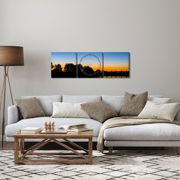 Slika zalaska sunca (sa satom) (90x30 cm)
