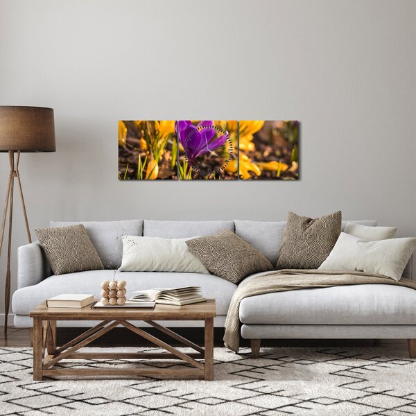Slika ljubičastog cvijeta (sa satom) (90x30 cm)