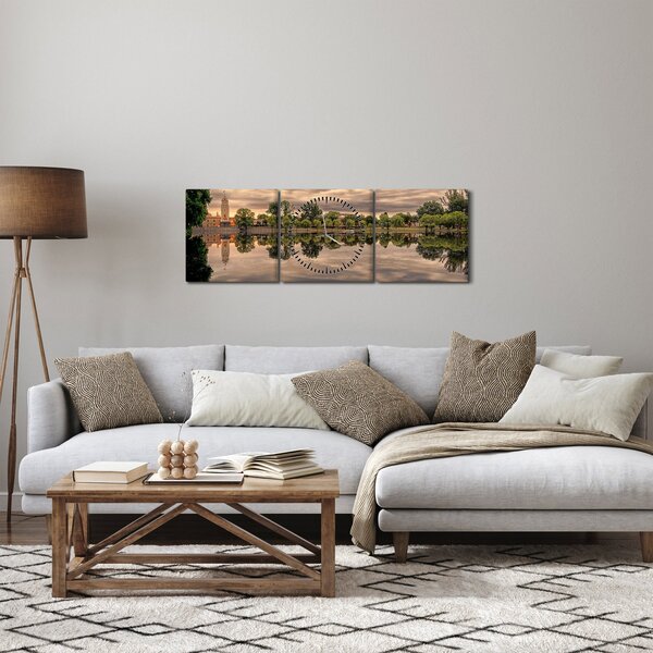 Slika jezera i drveća (sa satom) (90x30 cm)