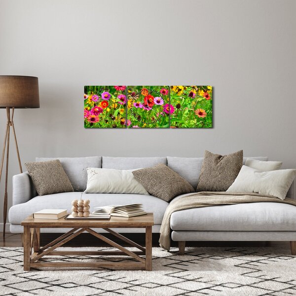 Slika livadskog cvijeća (sa satom) (90x30 cm)