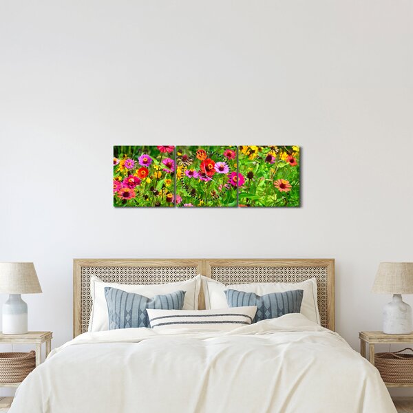Slika livadskog cvijeća (sa satom) (90x30 cm)