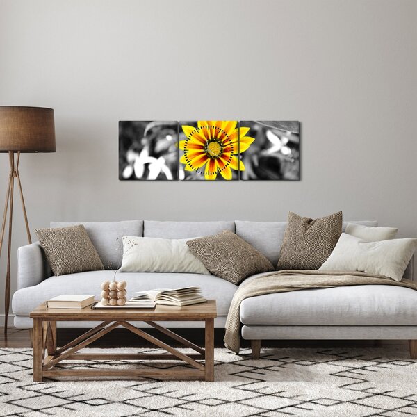 Slika žutog cvijeta (sa satom) (90x30 cm)