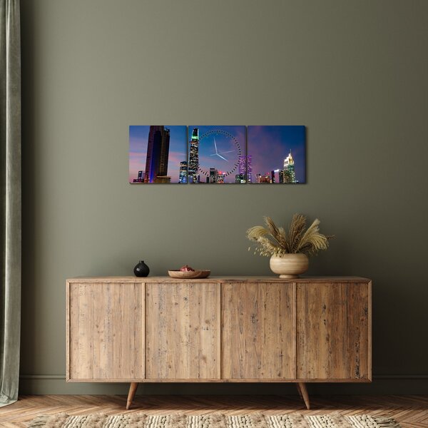 Slika noćnog grada (sa satom) (90x30 cm)