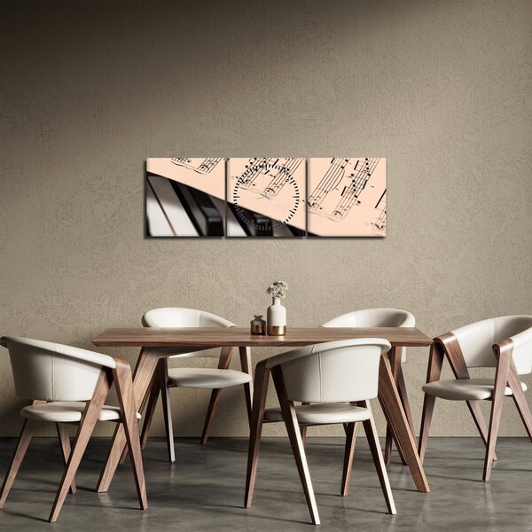 Slika klavira s glazbenim notama (sa satom) (90x30 cm)