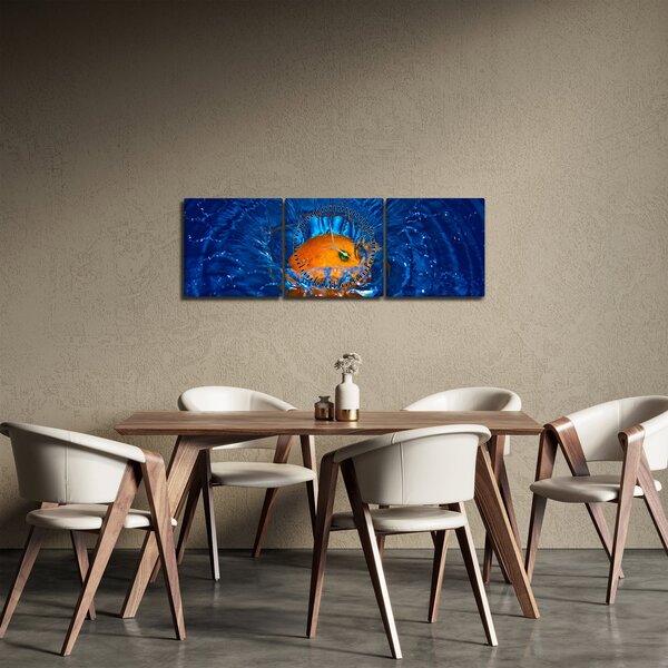 Slika - narančasta u vodi (sa satom) (90x30 cm)