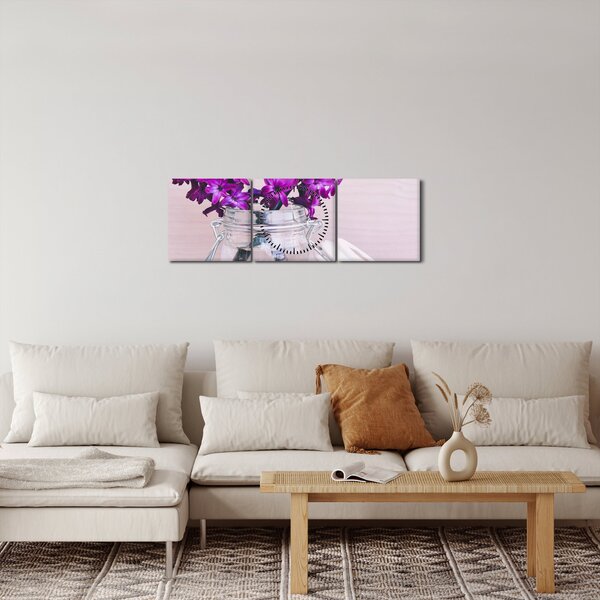 Slika ljubičastog cvijeća (sa satom) (90x30 cm)