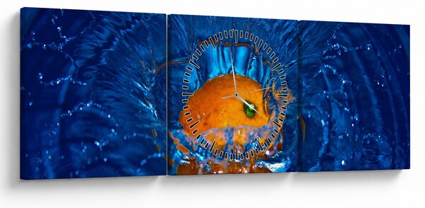 Slika - narančasta u vodi (sa satom) (90x30 cm)