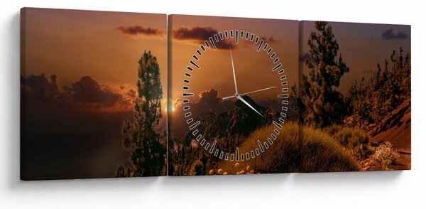 Slika prirode sa zalaskom sunca (sa satom) (90x30 cm)