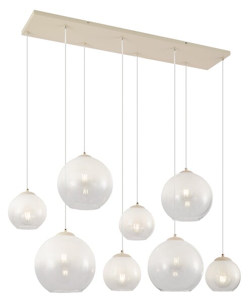 Art Deco visilica bež s bijelim staklom 8-svjetala - Sandra