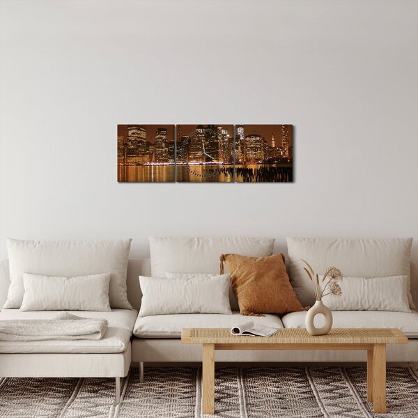 Slika noćnog grada (sa satom) (90x30 cm)