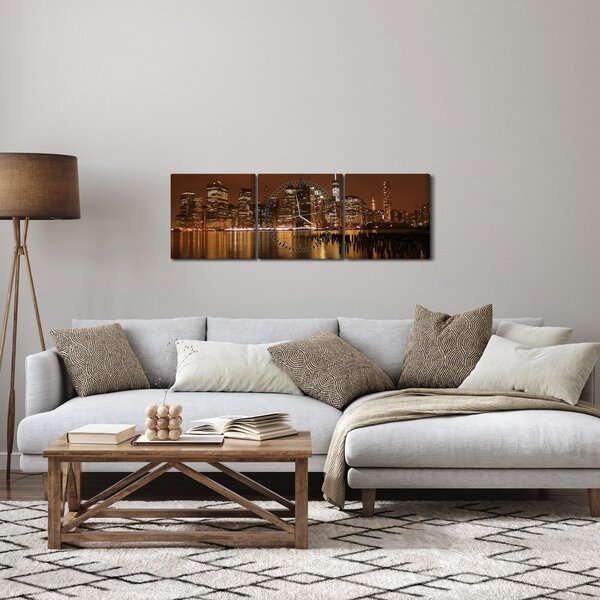 Slika noćnog grada (sa satom) (90x30 cm)