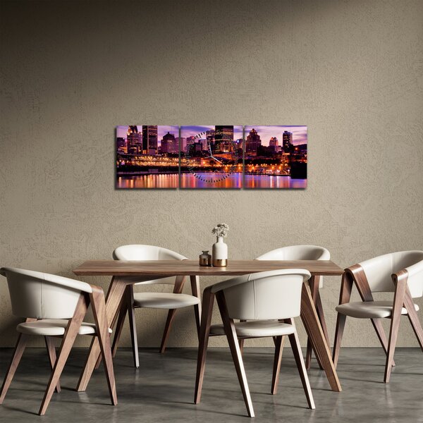 Slika noćnog grada (sa satom) (90x30 cm)