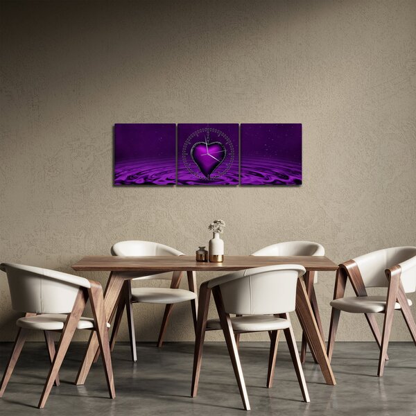 Slika ljubičastog srca (sa satom) (90x30 cm)