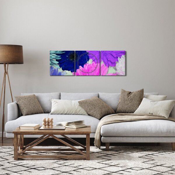 Slika šarenog cvijeća (sa satom) (90x30 cm)