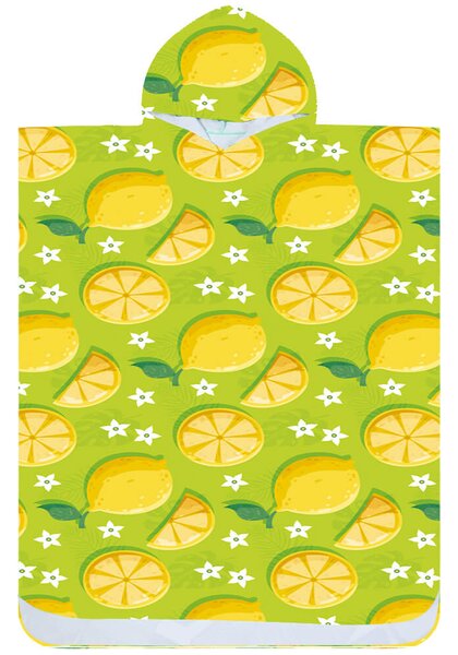 Plažni set LEMONS – ručnik 100×180 cm i pončo 80×145 cm, zeleni