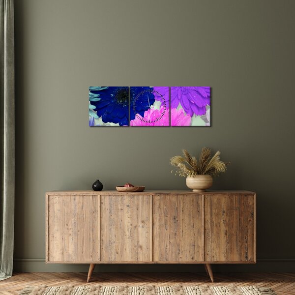 Slika šarenog cvijeća (sa satom) (90x30 cm)
