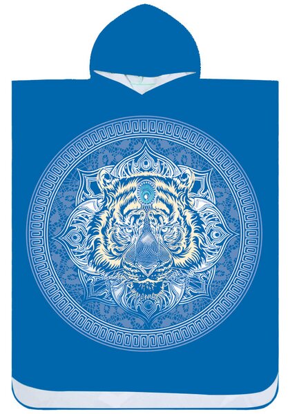 Plažni set TIGER – ručnik 100×180 cm i pončo 80×145 cm, plava