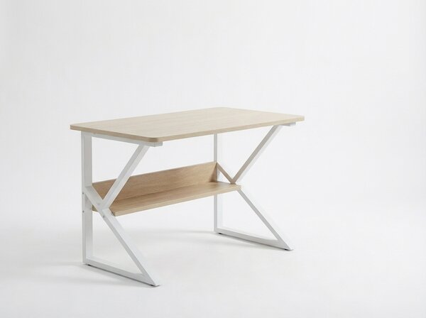 Radni stol s policom SHAPE 80x40 cm, bijela/dub sonoma