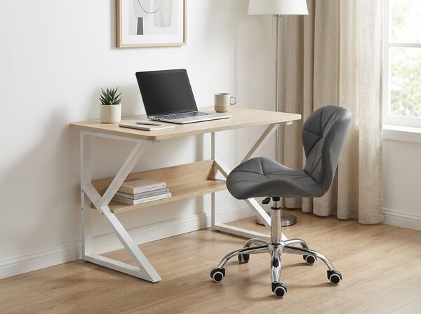 Radni stol s policom SHAPE 80x40 cm, bijela/dub sonoma