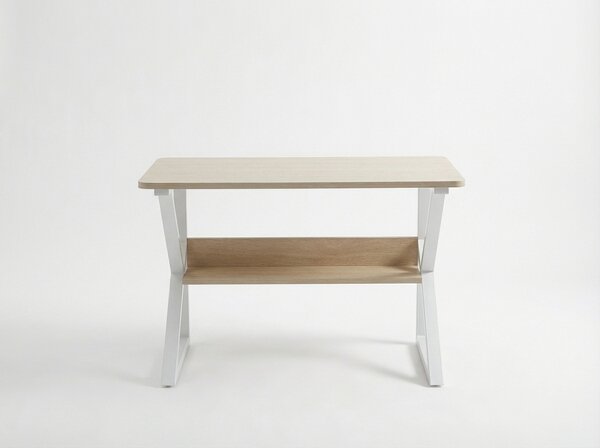 Radni stol s policom SHAPE 80x40 cm, bijela/dub sonoma