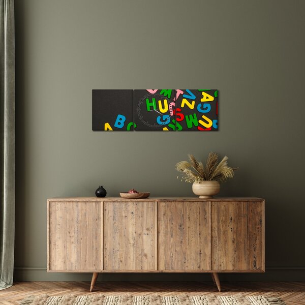 Slika - slova u boji (sa satom) (90x30 cm)