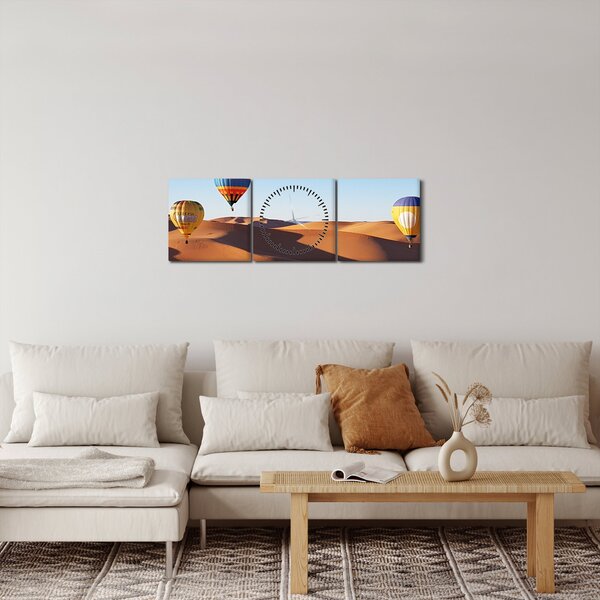 Slika - leteći baloni u pustinji (sa satom) (90x30 cm)