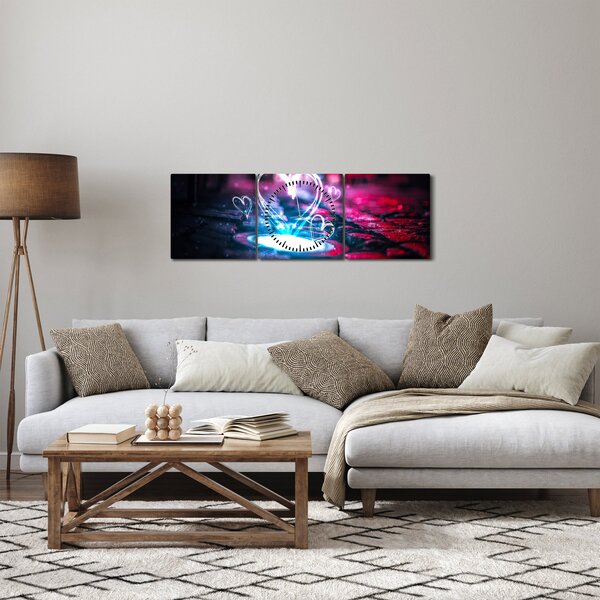 Slika svijetlećeg srca (sa satom) (90x30 cm)