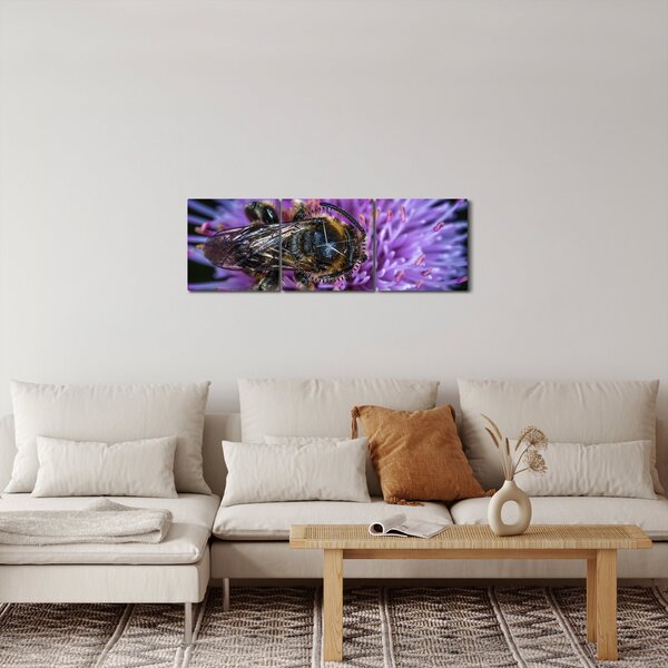 Slika pčele na cvijetu (sa satom) (90x30 cm)