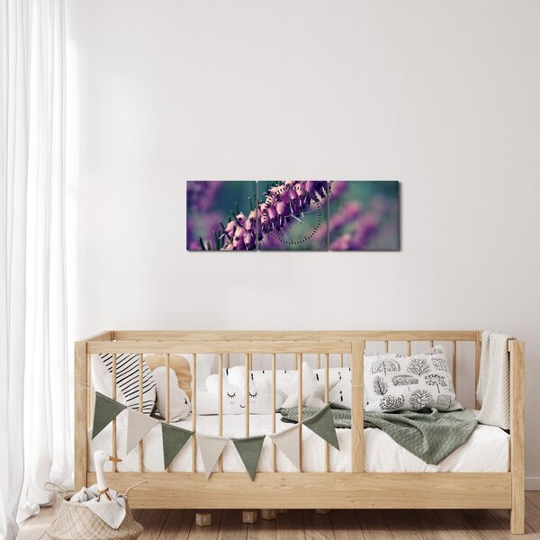 Slika ljubičastog cvijeta (sa satom) (90x30 cm)