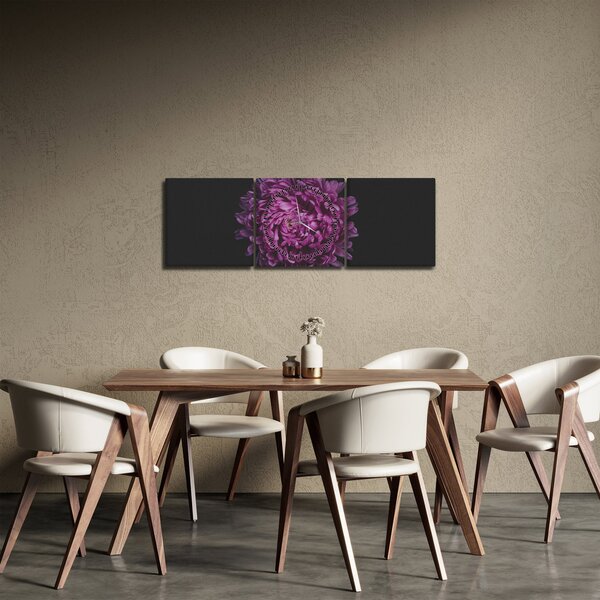 Slika ljubičastog cvijeta (sa satom) (90x30 cm)