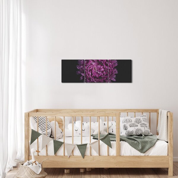 Slika ljubičastog cvijeta (sa satom) (90x30 cm)