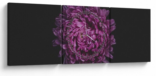 Slika ljubičastog cvijeta (sa satom) (90x30 cm)